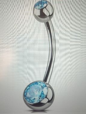 Blue Crystal Navel Barbell Belly Ring - Women